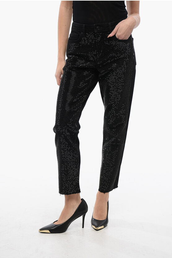 Allsaints Straight Leg Rali Jeans Embellished With Rhinestones 16cm