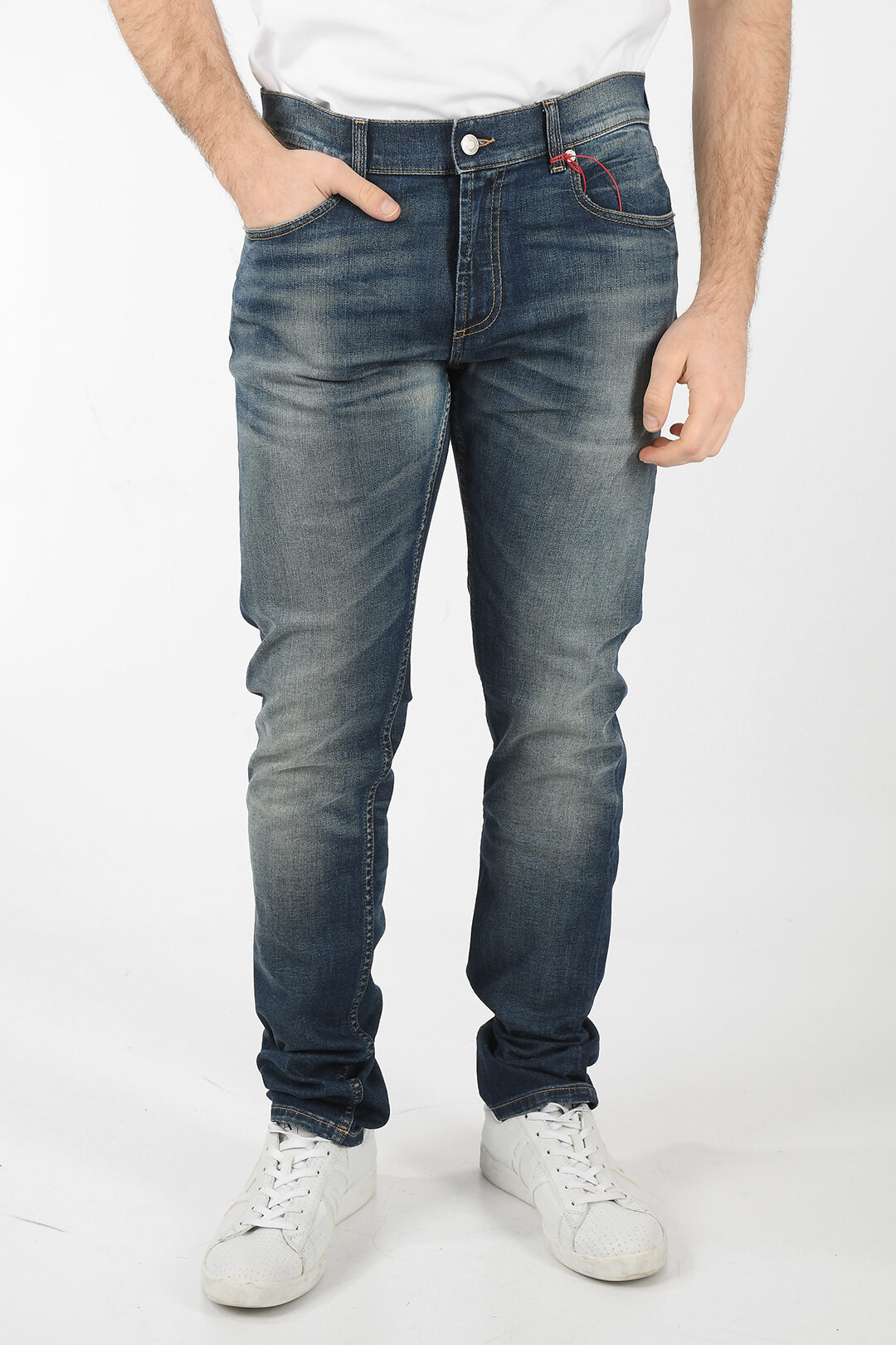 Alexander McQueen Straight-leg Slim-fit Denims with Vintage Effect and ...