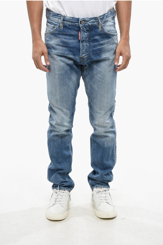 Dsquared2 Straight Leg Stonewashed Cool Guy Jeans 16cm In Blue