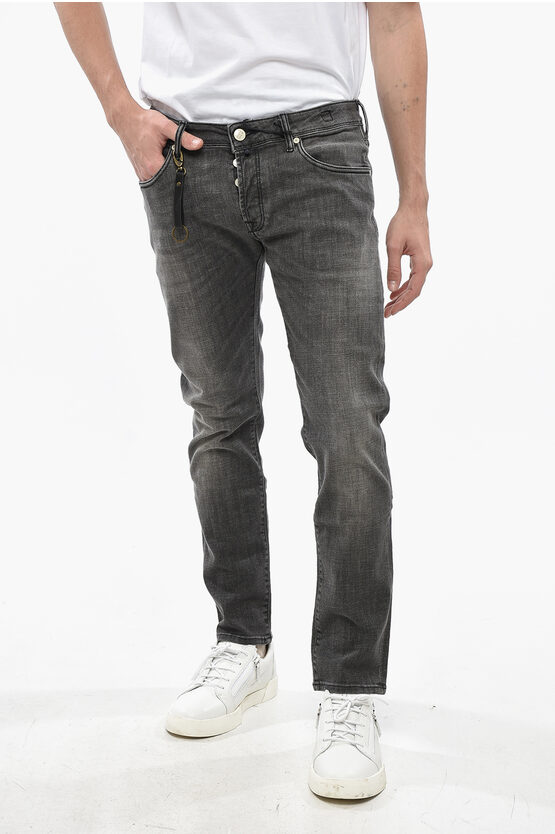 Incotex Straight Leg Stretch Denim Jeans 17cm In Gray