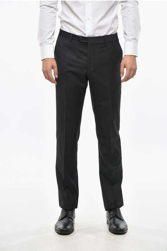 Corneliani Straight Leg Virgin Wool Academy Pants In Black