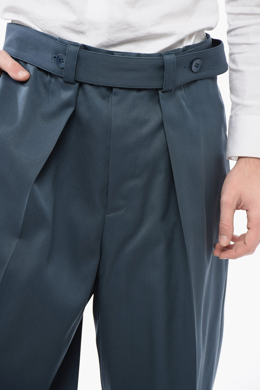 Jil Sander Straight Leg Virgin Wool Pants with Belt men