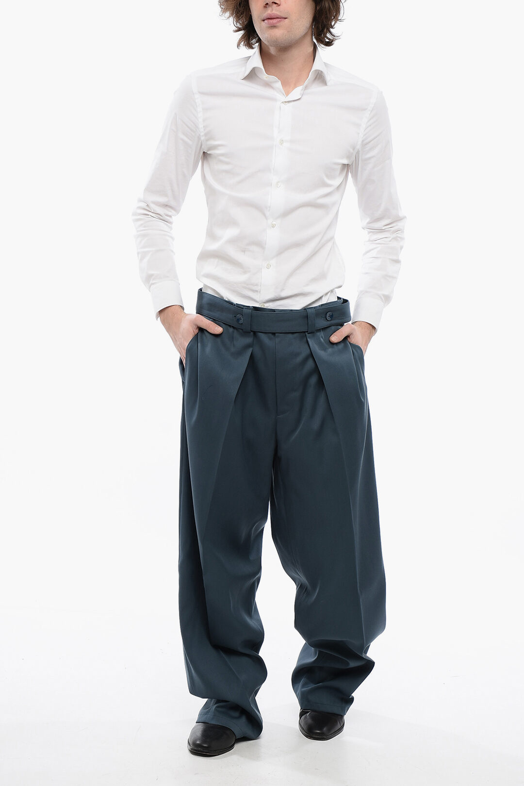 Jil Sander Straight Leg Virgin Wool Pants with Belt men