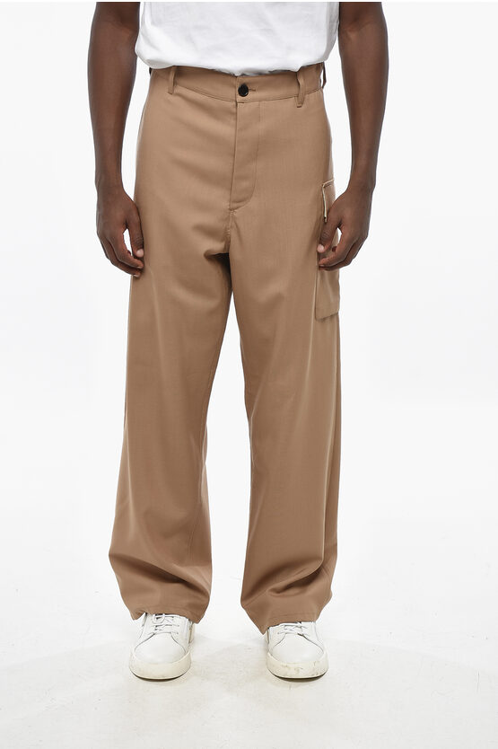 Marni Straight Leg Virgin Wool Pants In Brown