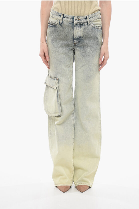 Shop Off-white Straught Fit Laundry Jeans With Side Pocket 24 Cm