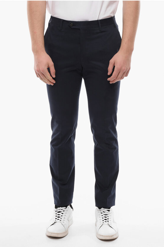 Corneliani Stretch Cotton Academy Chinos Trousers In Blue