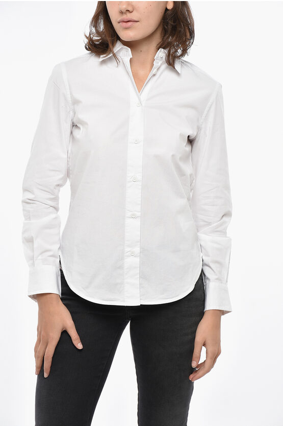 Diesel Stretch Cotton C-gisey-out Shirt With Tone On Tone Logo In White
