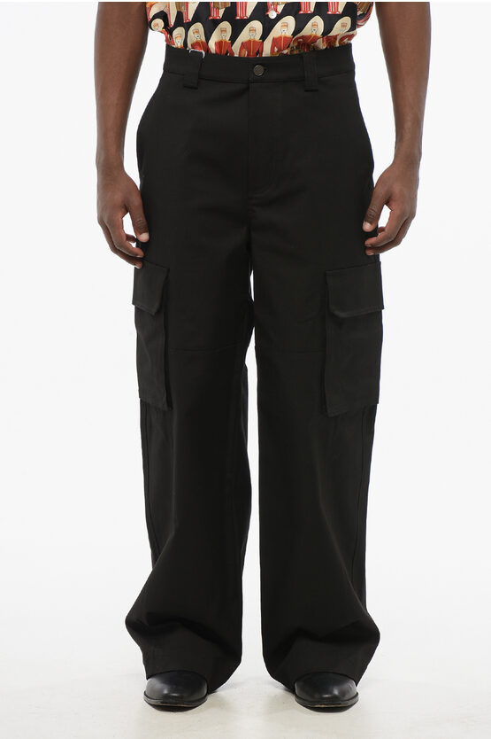 Valentino Stretch Cotton Cargo Pants With Belt Loops
