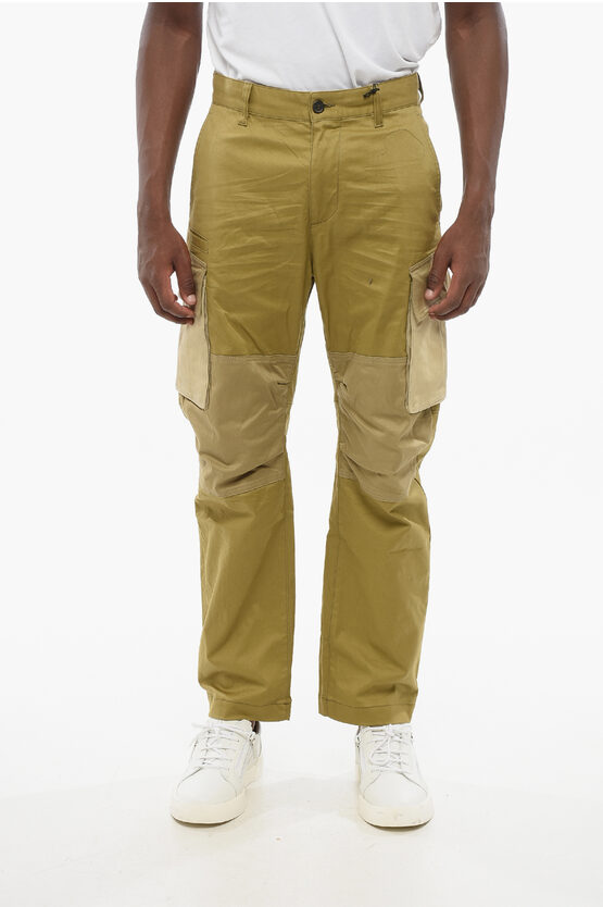 Dsquared2 Stretch Cotton Cargo Pants With Contrasting Details In Brown