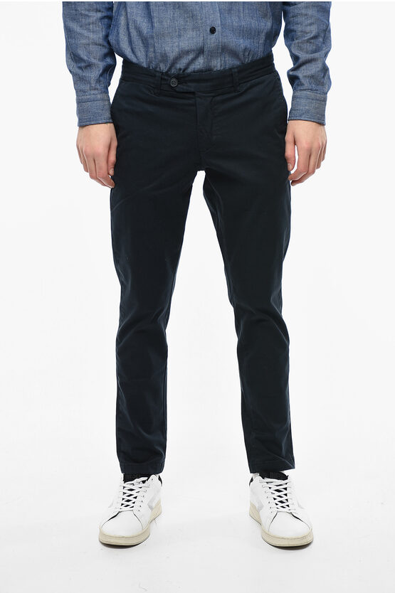 Woolrich Stretch Cotton Chino Trousers With Slim Fit In Black