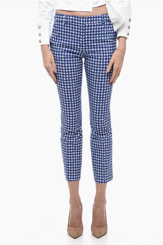 Shop True Royal Stretch Cotton Chinos Pants With Check Motif