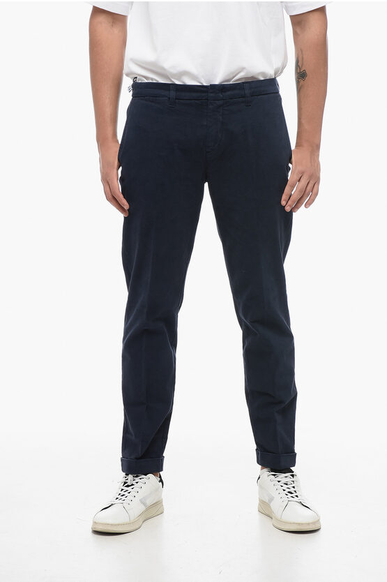 Shop Fay Stretch Cotton Chinos Pants With Cuffs