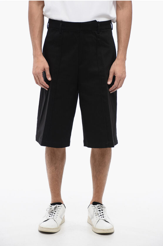 Shop Neil Barrett Stretch Cotton Chinos Shorts With Belt Loops