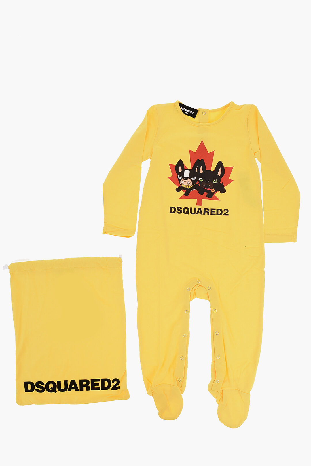 Dsquared2 Kids Stretch Cotton Crewneck Romper Suit with Front Print unisex children boys girls Glamood Outlet