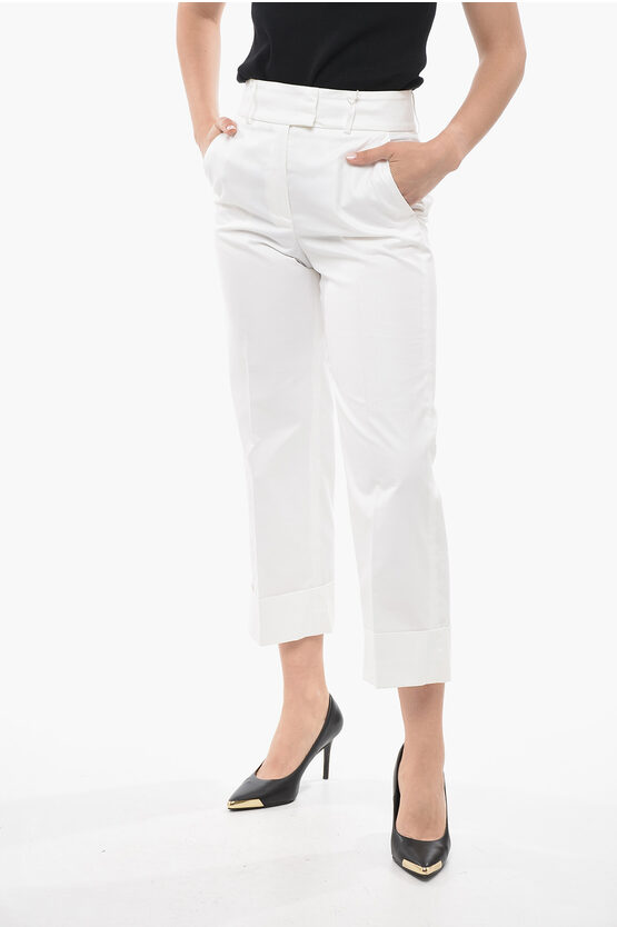 Shop Peserico Stretch Cotton Cropped Fit Chinos Pants