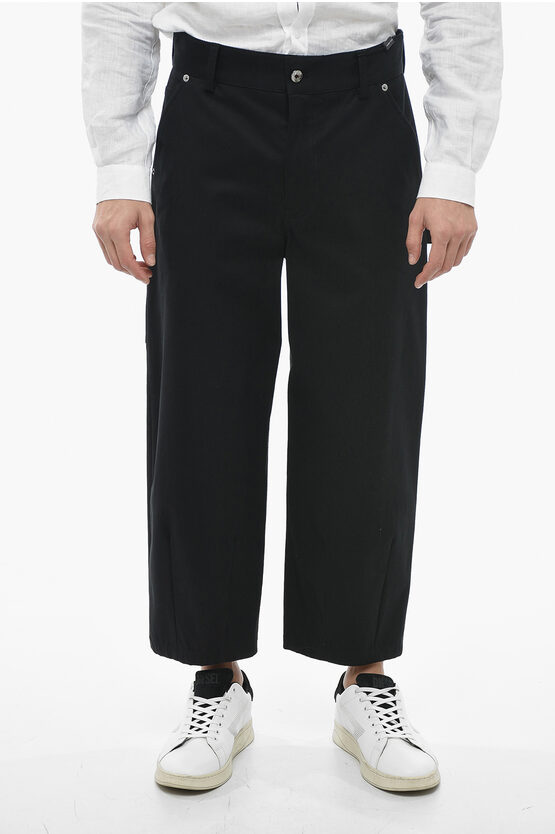 Dolce & Gabbana Stretch Cotton Gaucho Trousers With Belt Loops In Black