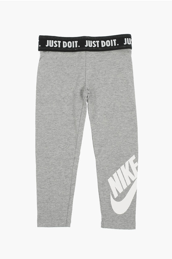Nike Kids' Stretch Cotton Leggings In Gray