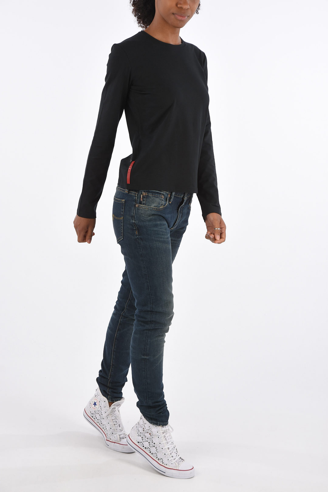 Prada 長袖コットンTシャツ Long-sleeved cotton T-shirt 関税込 Prada Cotton Long-Sleeve T-Shirt | Harrods UK