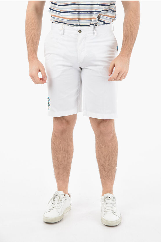 Altea Stretch Cotton Milano Shorts With Embroideries In White