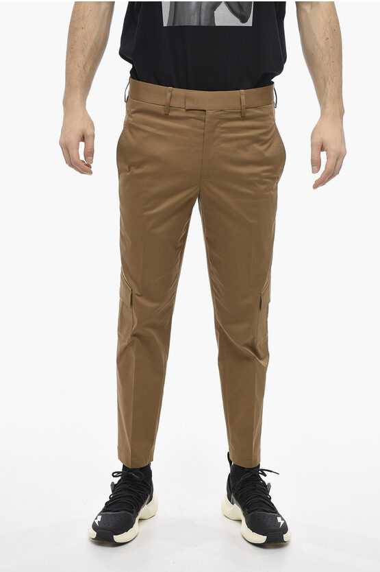 Neil Barrett Stretch Cotton Nate Skinny Fit Cargo Pants In Brown