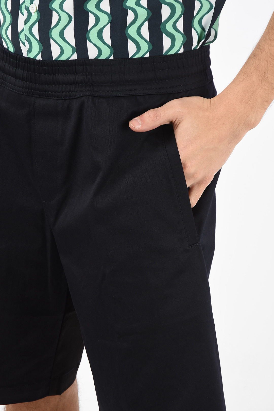 Neil Barrett Stretch Cotton Oversized Shorts with Jetted Pockets