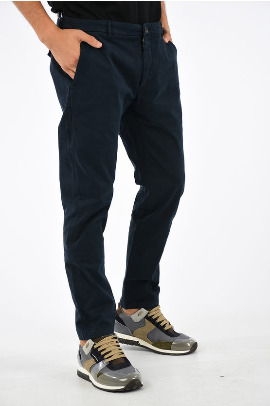 Department 5 Stretch Cotton Trousers With Belt Loops In Black
