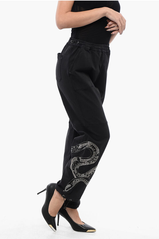 Shop Allsaints Stretch Cotton Pants With Elastic Waistband And Decorated Sn