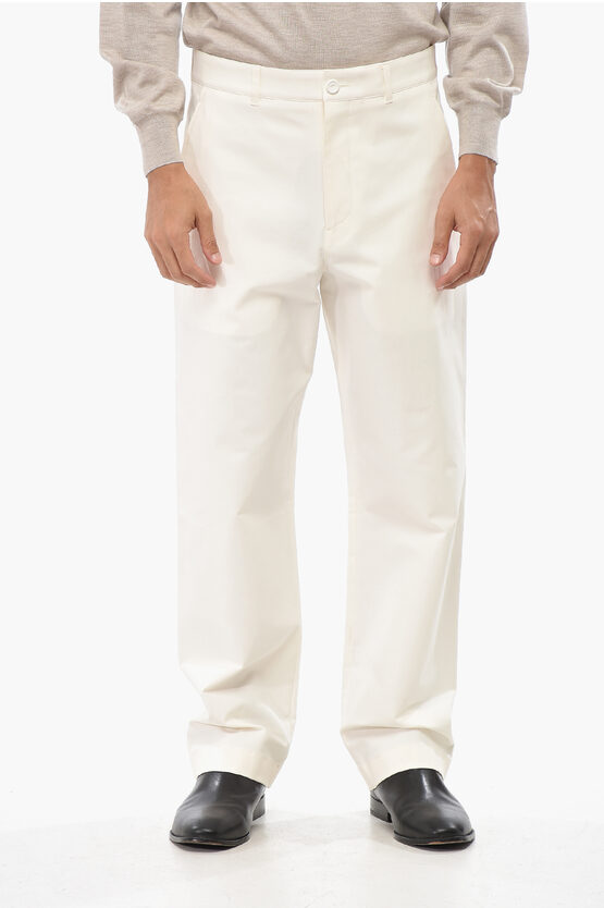 Dior Stretch Cotton Pants With Embroidered Logo In White