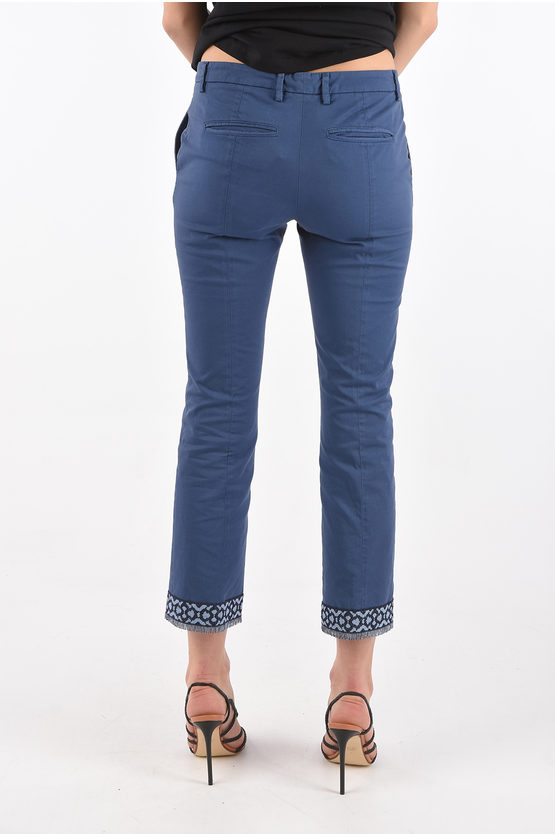 Classy navy blue cotton full length narrow fitted trousers – Sujatra