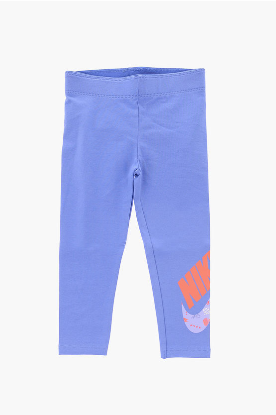 Nike Stretch Cotton Printed Leggings In Blue
