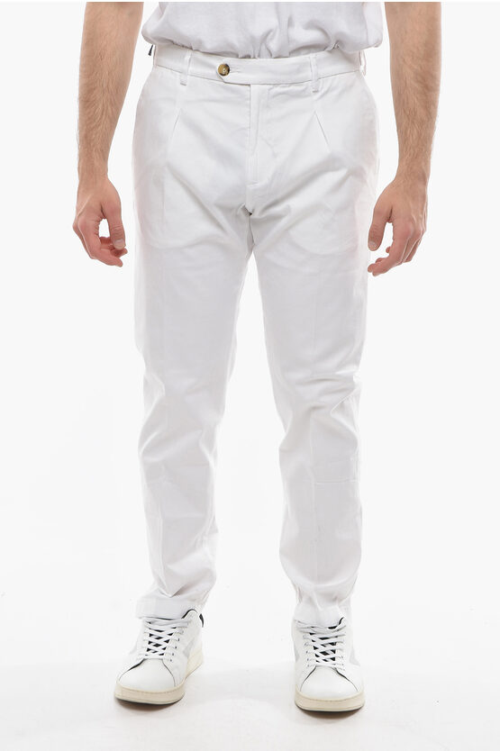 Cruna Stretch Cotton Raval Single-pleat Pants In White