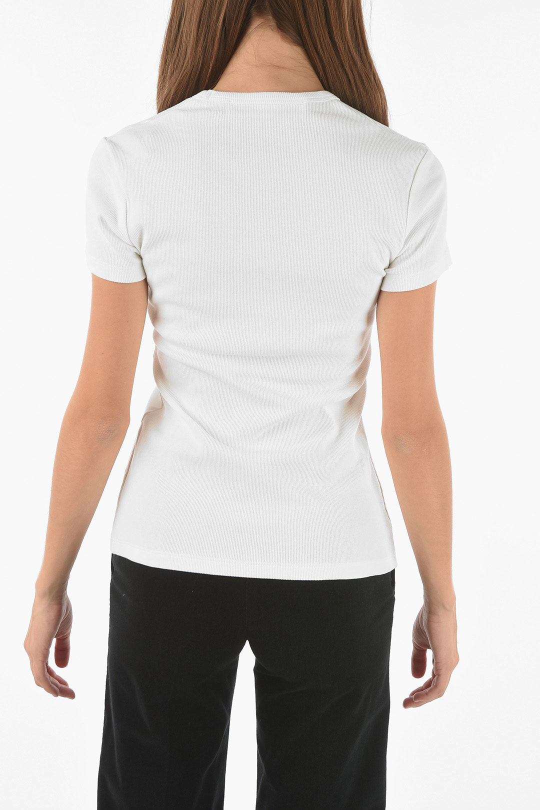 Tシャツ・カットソー ROA Wavy stretch cotton blend top T-ADJUST-SLITS-R17 T-shirt with tonal logo embroidery