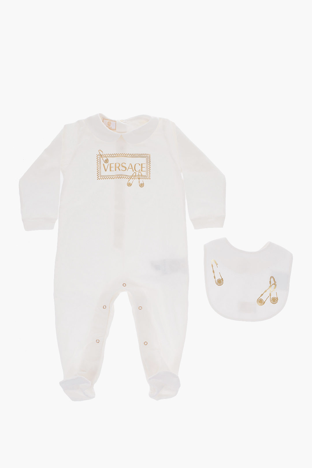 Versace Kids stretch cotton romper suit and bib set boys Glamood