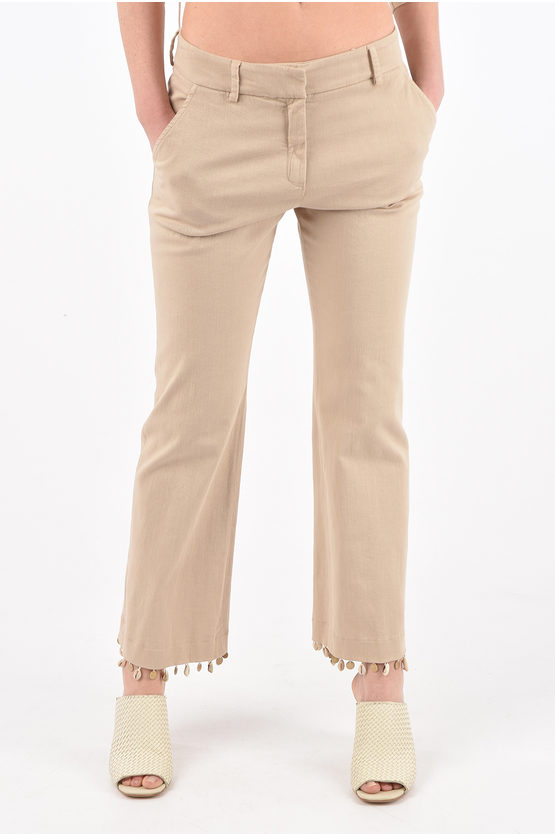True Royal Stretch Cotton Sandy Pants With Shells On The Bottom In Neutral
