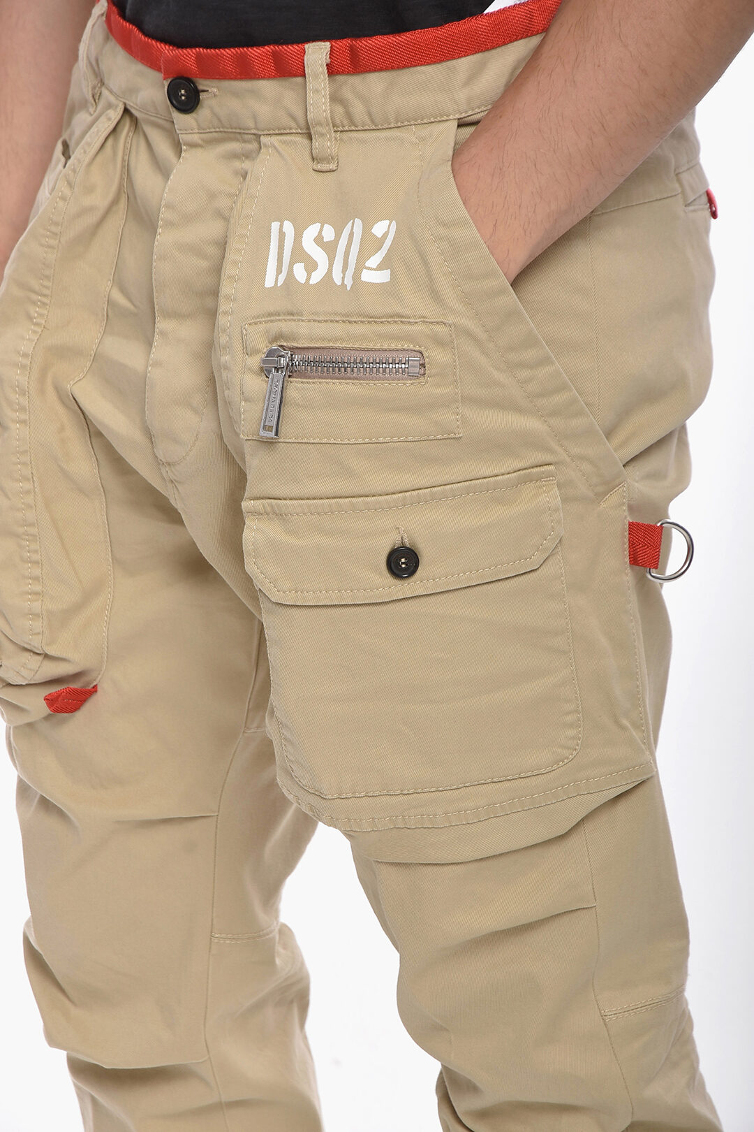 Stretch Cotton SEXY CARGO Pants with Contrasting Details