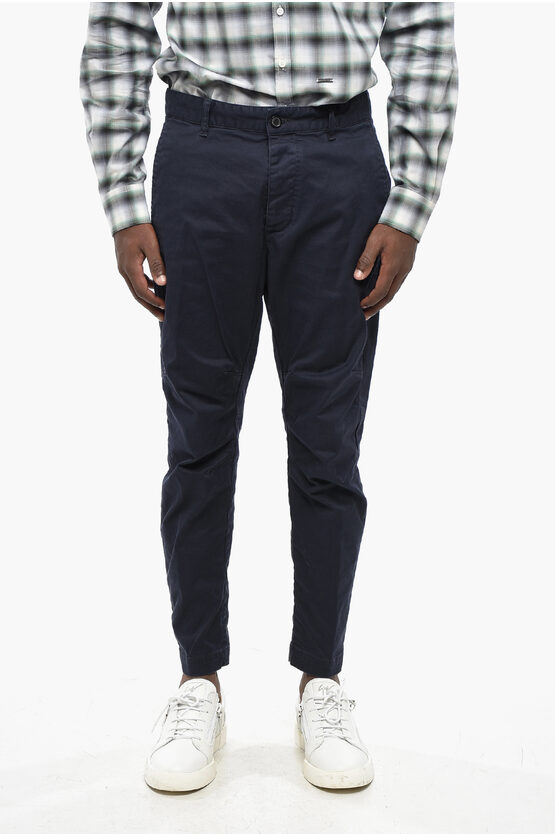 Dsquared2 Stretch Cotton Sexy Chino Fit Pants With Silver-tone Logo In Black