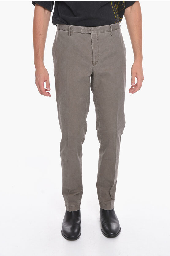 Pt01 Stretch Cotton Skinny Fit Chino Trousers In Grey