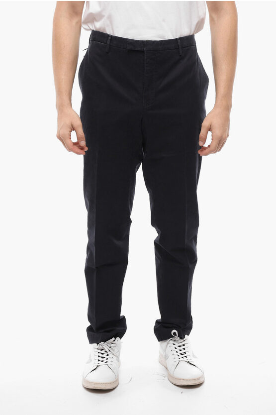 Pt01 Stretch Cotton Skinny Fit Chino Trousers In Black