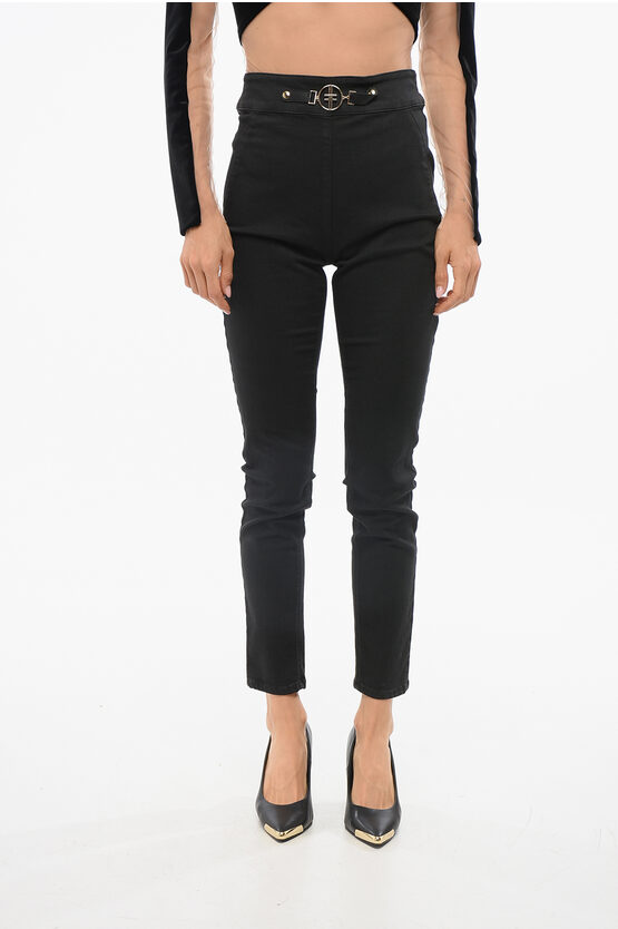 Elisabetta Franchi Stretch Cotton Skinny Fit Denims 12cm In Black