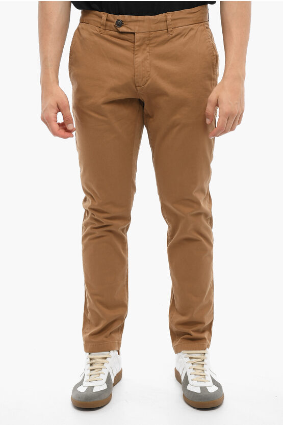 Woolrich Stretch Cotton Slim Fit Chino Pants In Brown