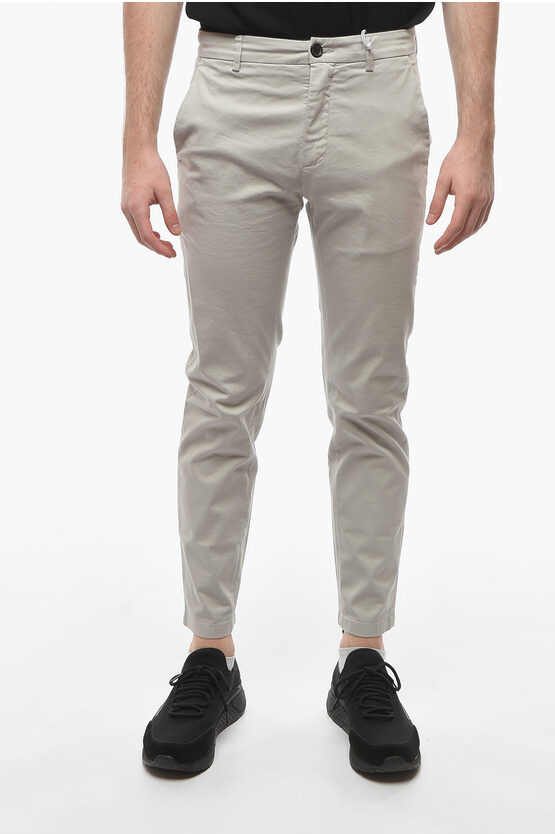 Department 5 Stretch Cotton Slim Fit Prince Chino Trousers In Grey