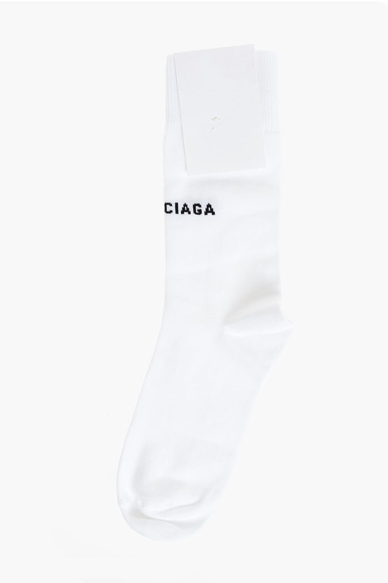 Balenciaga Stretch Cotton Socks with Embroidered Logo women