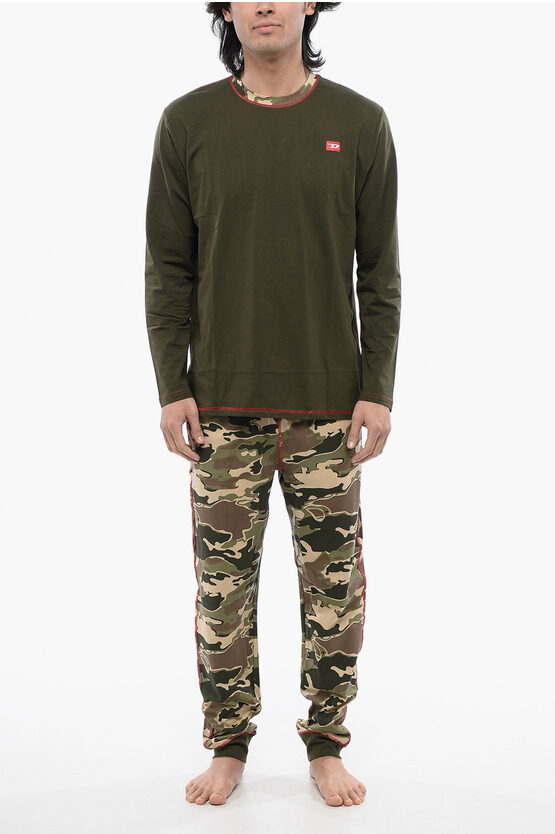 Diesel Stretch Cotton Umset-william Long Pyjamas With Camouflage Pa