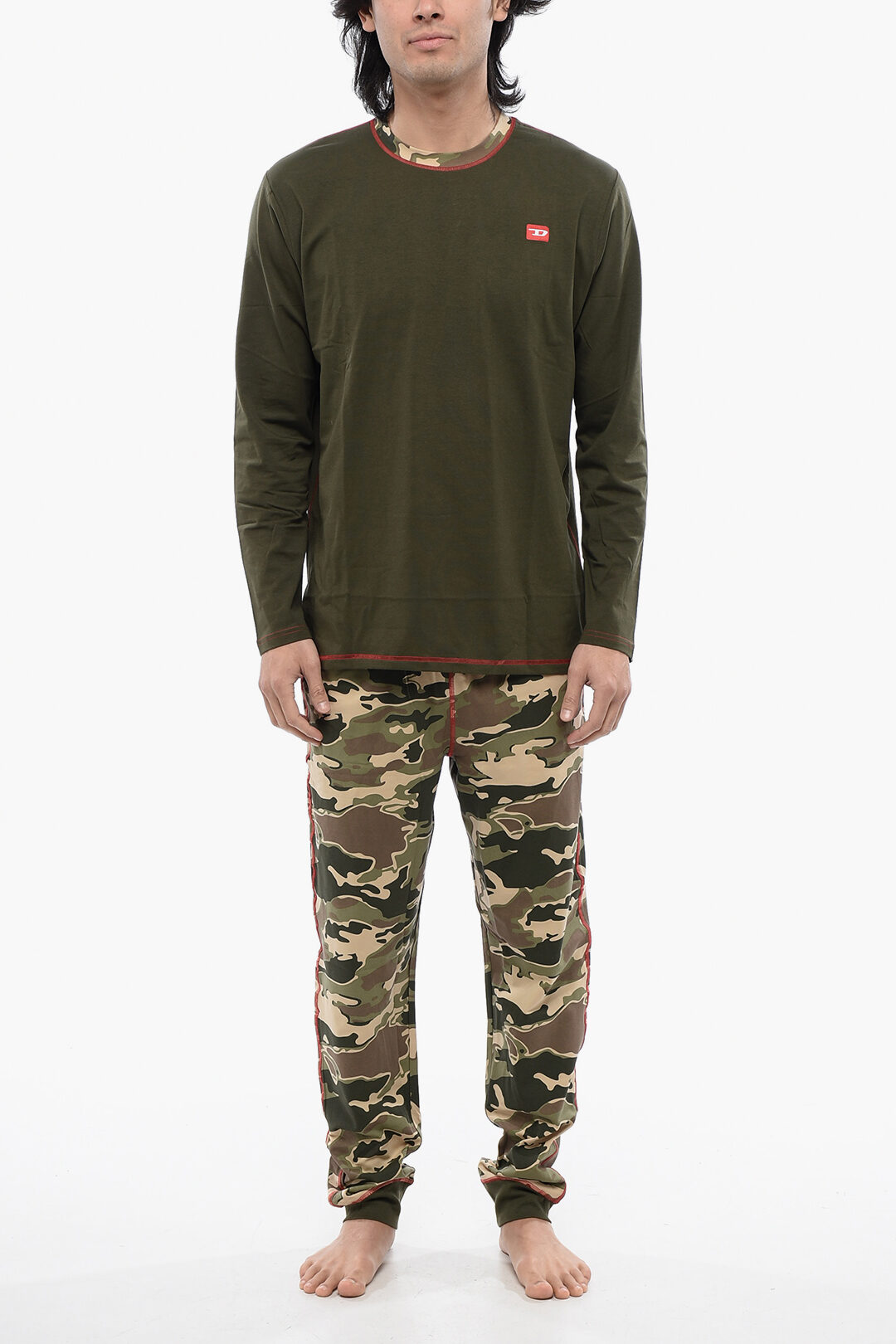 Diesel Stretch Cotton UMSET-WILLIAM Long Pyjamas with Camouflage