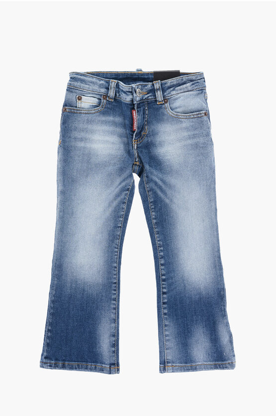 Dsquared2 Stretch Denim Bell Bottom Flared Jeans In Blue