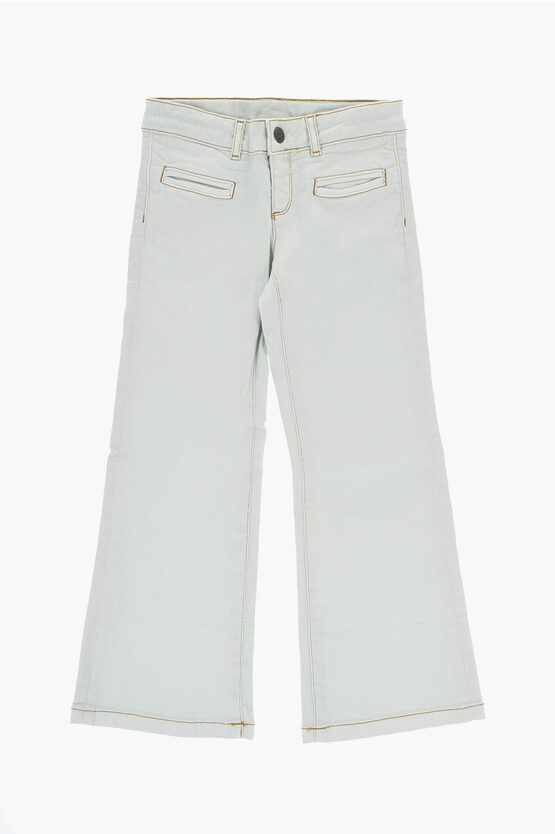 BONPOINT STRETCH DENIM BESTIE FLARED JEANS WITH VISIBLE STITCHING