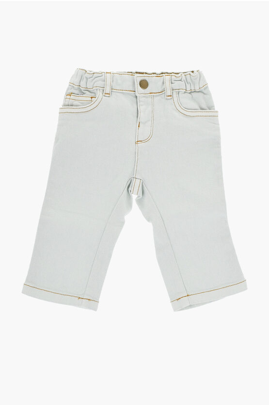 BONPOINT STRETCH DENIM COOKIE JEANS WITH VISIBLE STITCHING