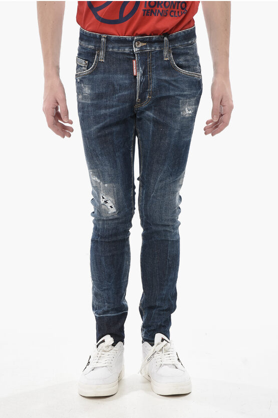 Dsquared2 Stretch-denim-jeans Super Twinky Mit Silbernen Knöpfen 13cm Grösse 42 In Blue
