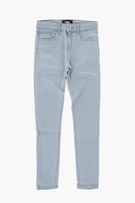 Karl Lagerfeld Stretch Denim Jeans With Visible Stitching In Blue