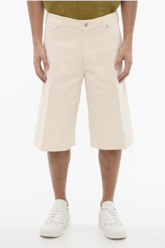 Neil Barrett Stretch Denim Loose Fit Shorts In Neutral